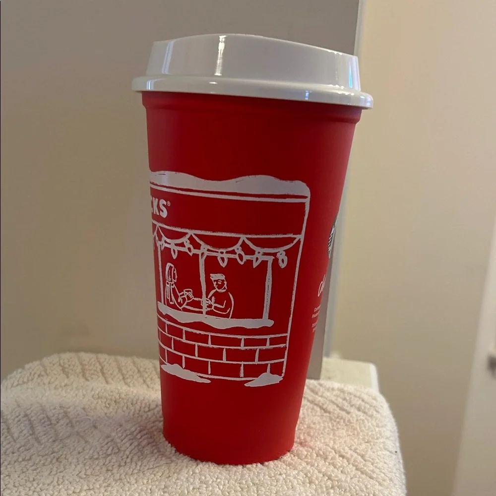 2026 Limited Starbucks Red Holiday Cup with White Lid Dishwasher Safe 16 oz